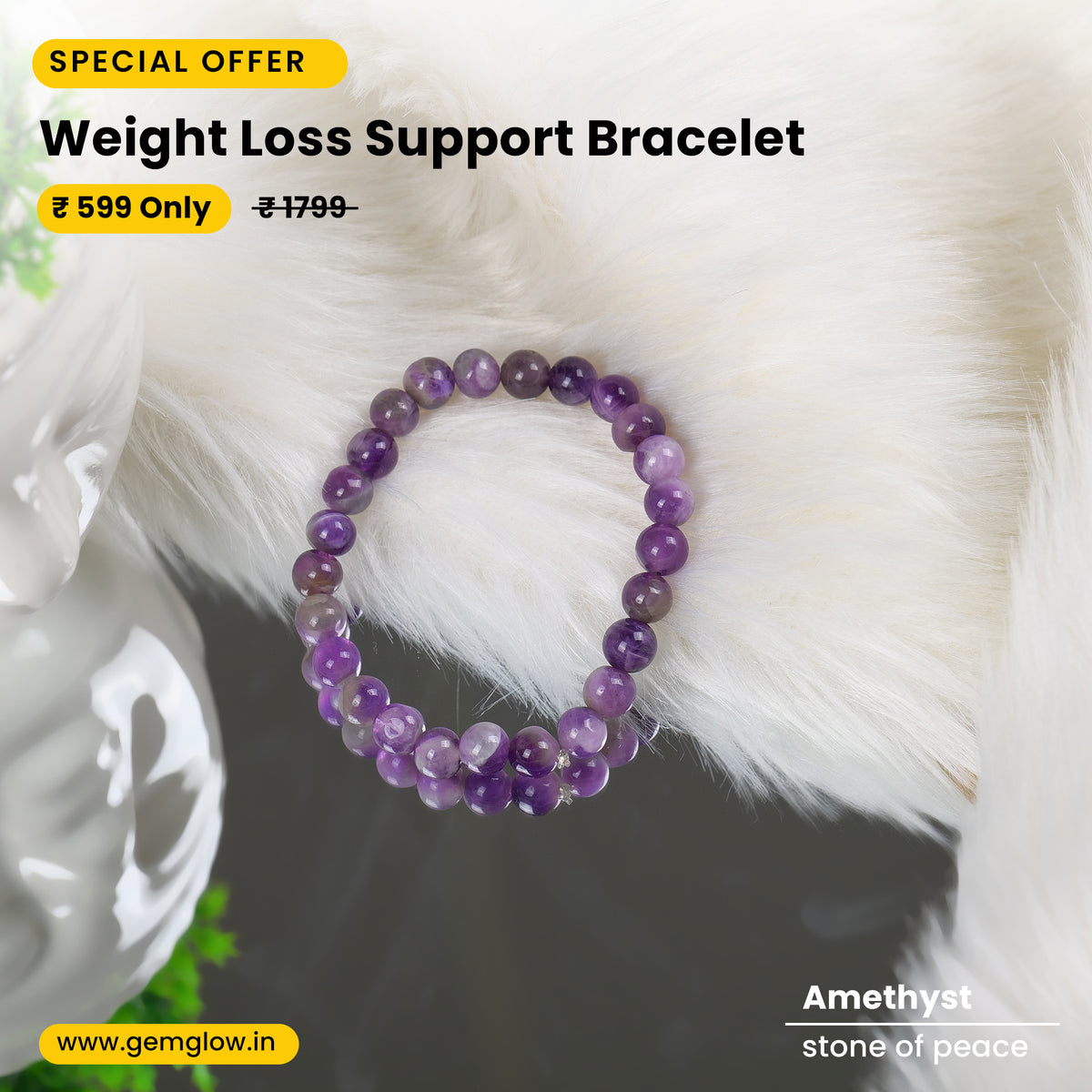 Amethyst Crystal Bracelet for Weight Loss – Boost Metabolism and Clarity