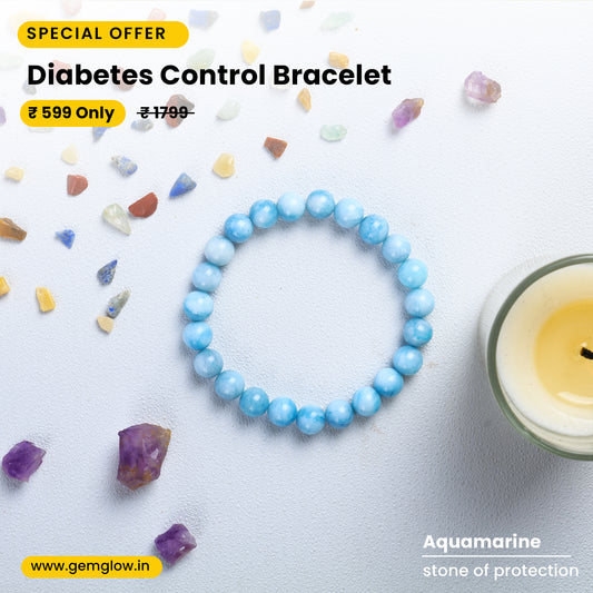 Aquamarine Crystal Bracelet For Diabetes Control