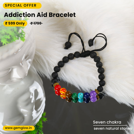 Seven Chakra with Lava Stone Crystal Bracelet (Addiction Aid)