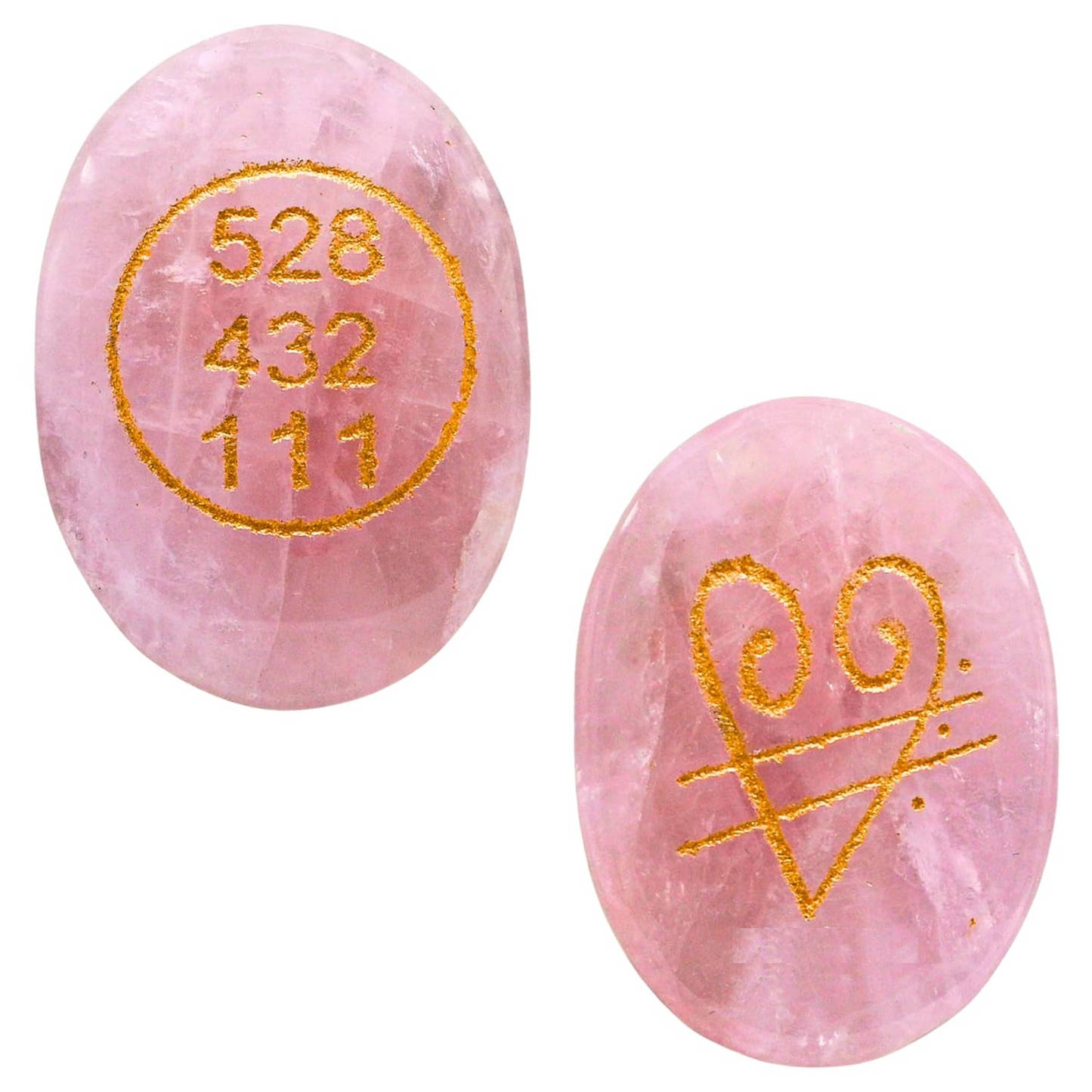 Rose Quartz Zibu Healing Stone with Golden Symbols