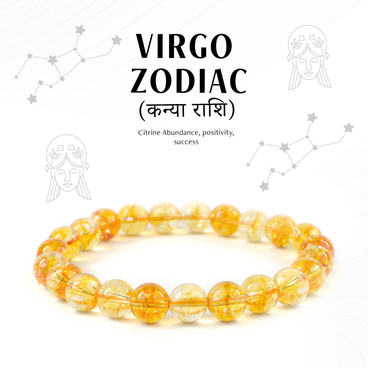 Citrine Virgo Zodiac Healing Crystal Bracelet