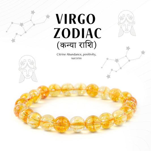 Citrine Virgo Zodiac(कन्या राशि) Certified Healing Crystal Bracelet