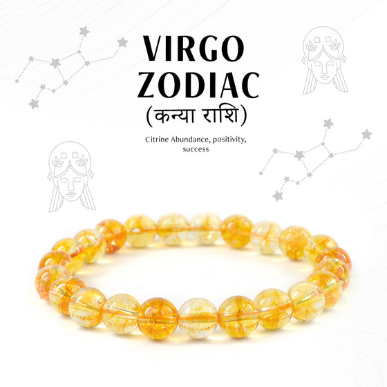 Citrine Virgo Zodiac Healing Crystal Bracelet