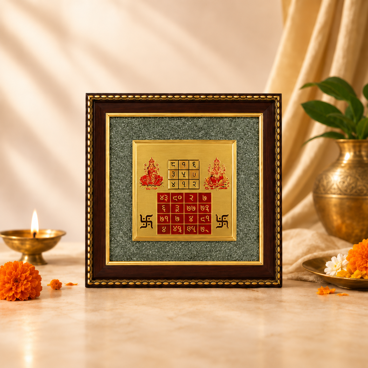 Vyapar Vriddhi Yantra on Raw Pyrite Frame