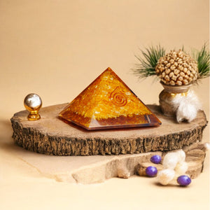 Citrine Orgonite Crystal Pyramid For Meditation