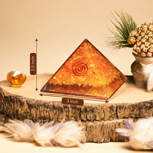 Citrine Orgonite Crystal Pyramid For Meditation