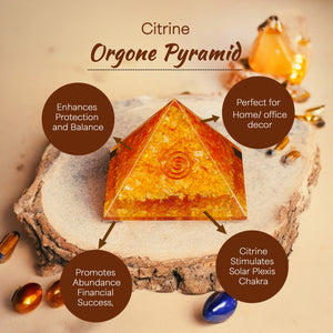Citrine Orgonite Crystal Pyramid For Meditation
