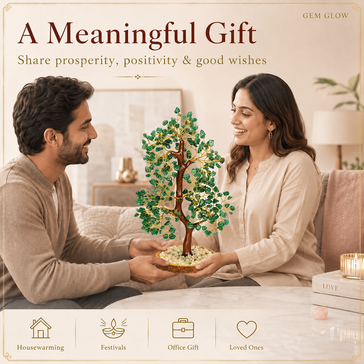 Shop Green Aventurine Crystal Wooden Tree With Golden Wire