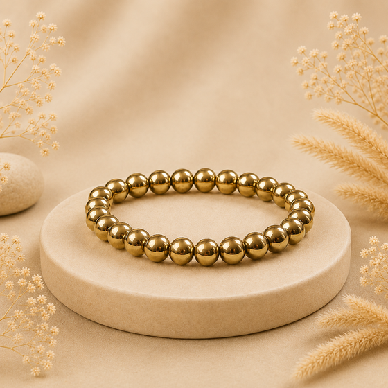 Pyrite Beaded Bracelet for Abundance, Protection, and Vitality