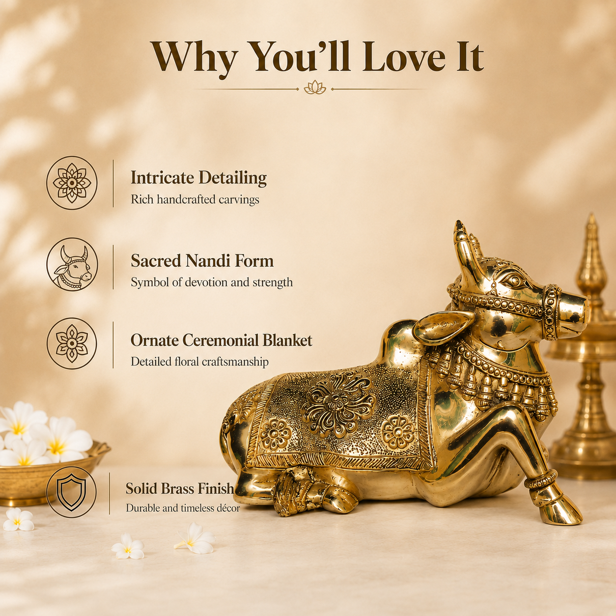 Handcrafted Brass Nandi Idol