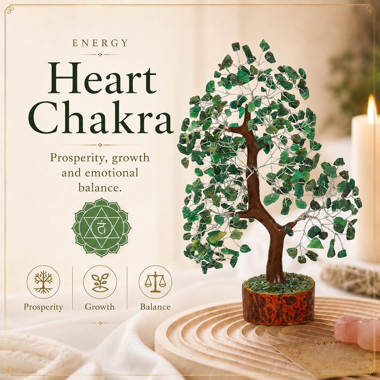 Buy Green Aventurine Crystal Wooden Tree With Silver Wire