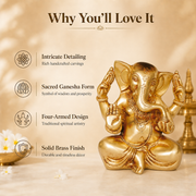 Brass Ganesha Idol - 8 inch