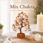 Mix Chakra Crystal Wooden Tree With Silver Wire