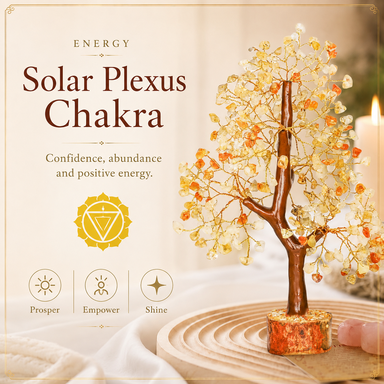 Citrine Crystal Tree With Golden Wire