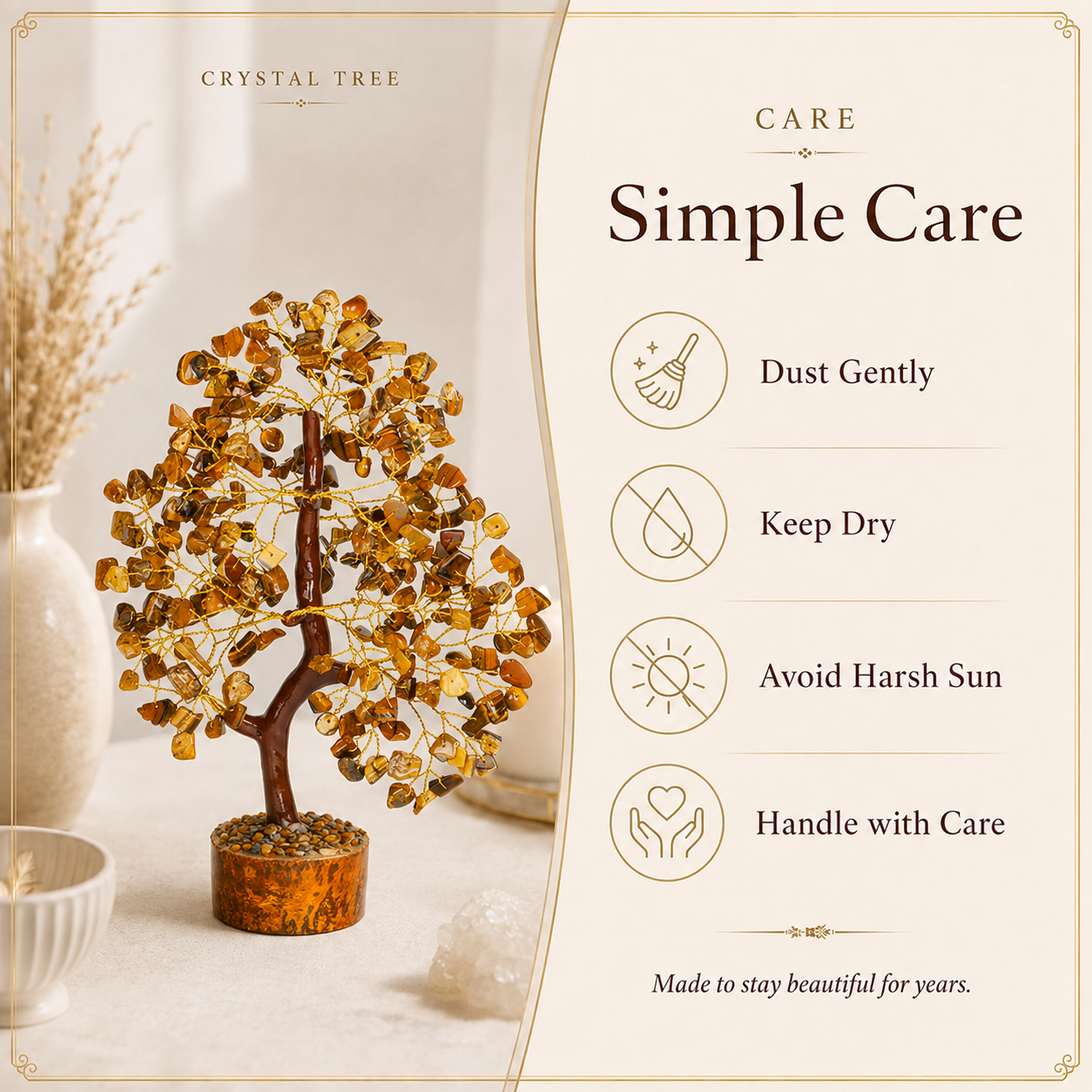 Tiger’s Eye Crystal Tree with Golden Wire