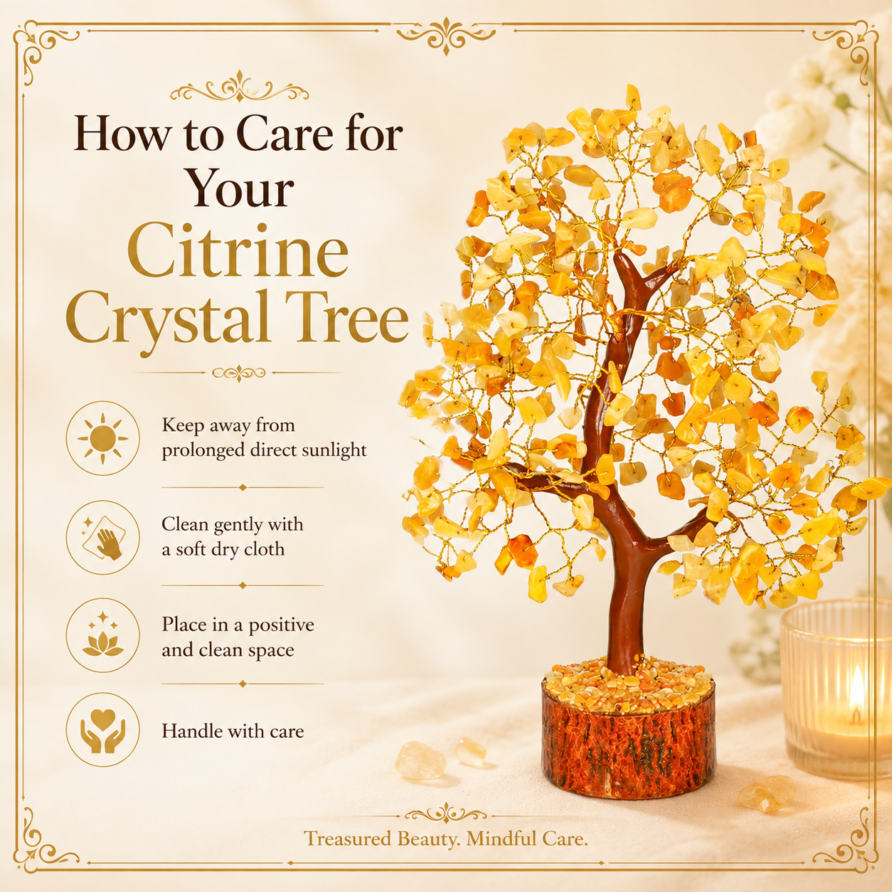 Citrine Crystal Tree – Handmade Gemstone Bonsai Tree for Home & Office Décor