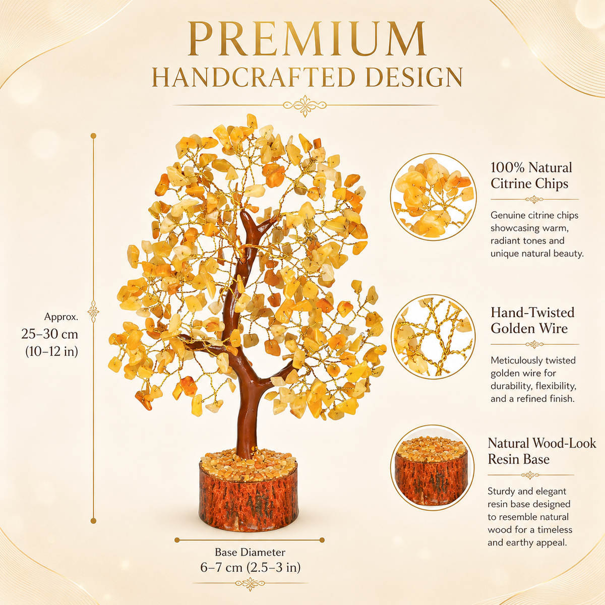 Citrine Crystal Tree – Handmade Gemstone Bonsai Tree for Home & Office Décor