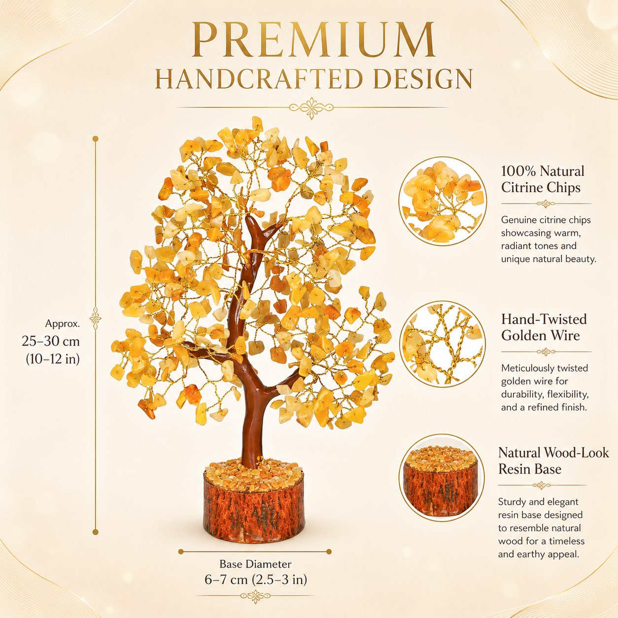 Citrine Crystal Tree – Handmade Gemstone Bonsai Tree for Home & Office Décor