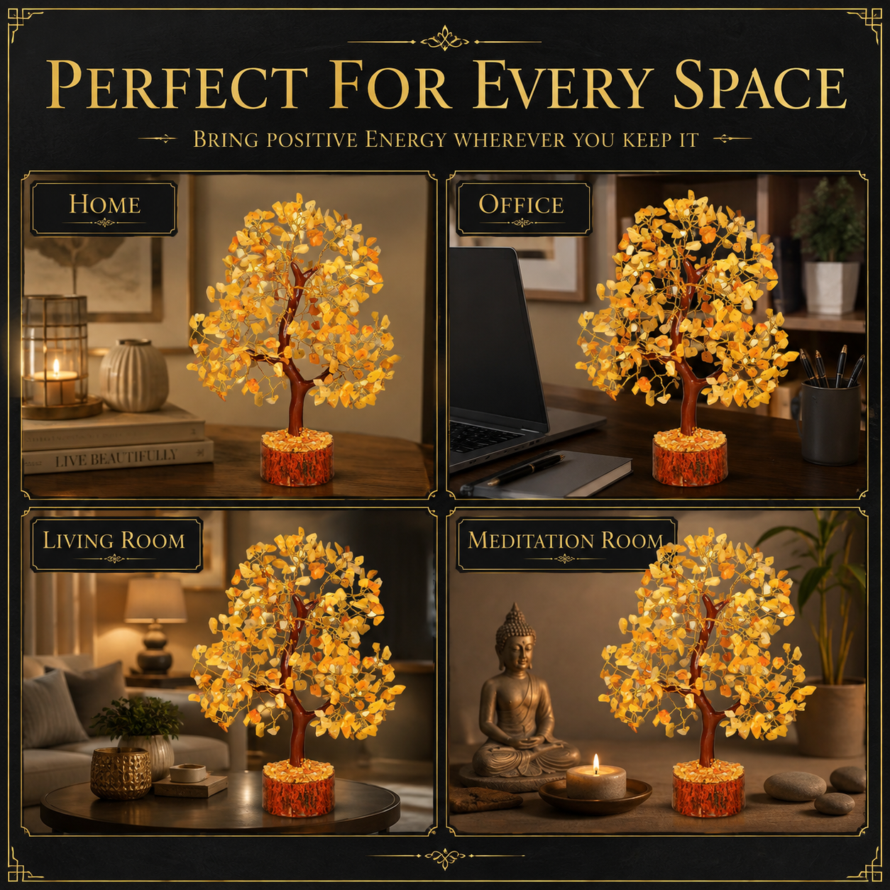 Citrine Crystal Tree – Handmade Gemstone Bonsai Tree for Home & Office Décor