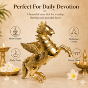 Handcrafted Brass Winged Horse Idol