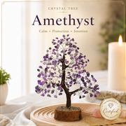 Amethyst Crystal Wooden Tree With Silver Wire