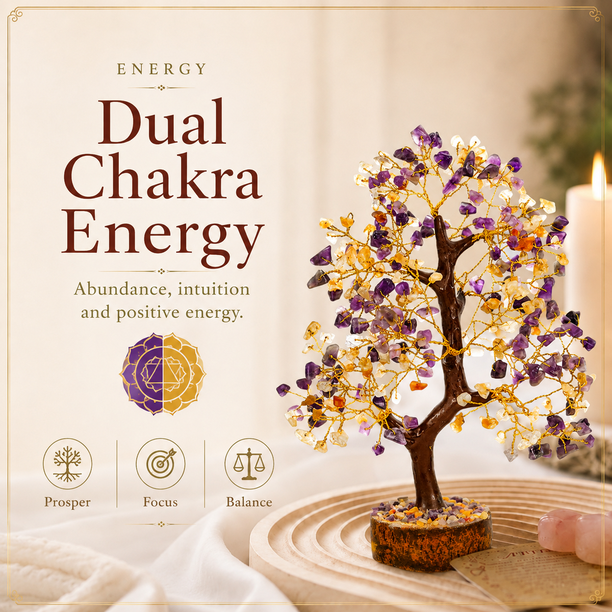 Citrine and Amethyst Crystal Tree