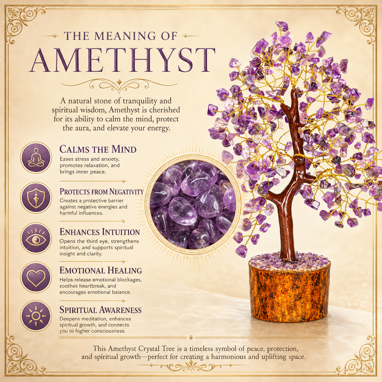 Amethyst Crystal Tree for Home, Office and Meditation