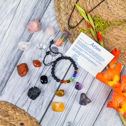 Aries Crystals - Aries Healing Stones and Crystals Zodiac Kit For Women/Men