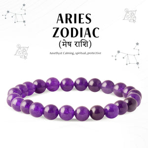 Amethyst Aries Zodiac Crystal Bracelet - Enhance Your Protection