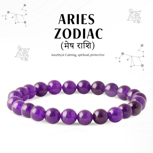 Amethyst Aries Zodiac(मेष राशि) Certified Healing Crystal Bracelet