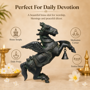 Handcrafted Brass Winged Horse Idol with Hanging Bell