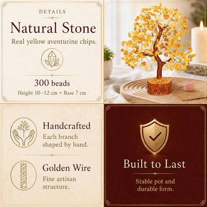 Yellow Aventurine Crystal Tree with Golden Wire