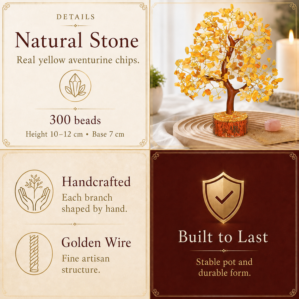 Yellow Aventurine Crystal Tree for Luck, Success & Positive Energy