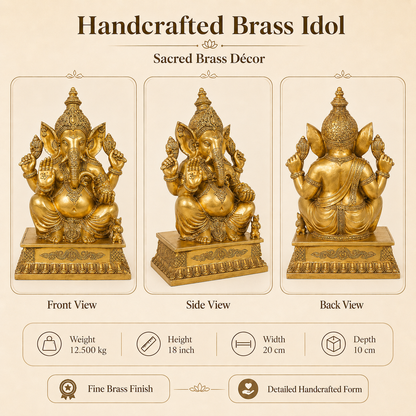 Handcrafted Brass Ganesha Idol