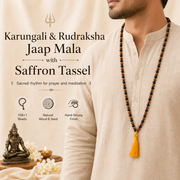 Karungali & Rudraksha Jaap Mala with Saffron Tassel