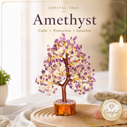 Amethyst Crystal Wooden Tree With Golden Wire