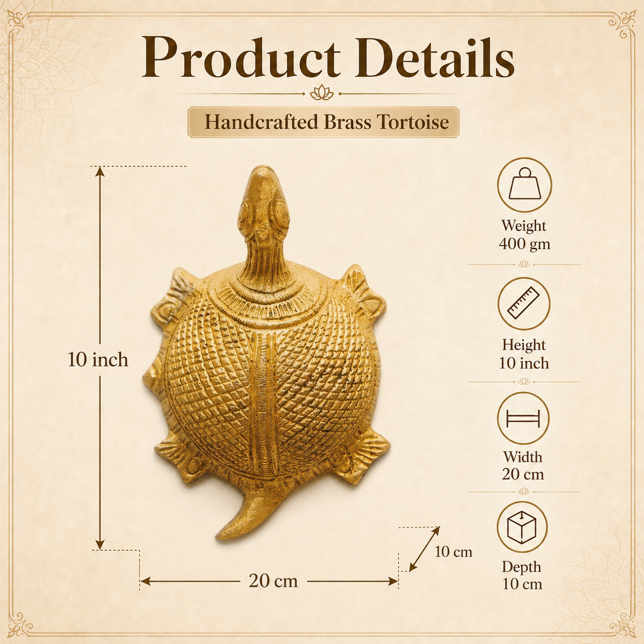Handcrafted Brass Tortoise