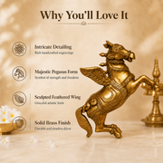 10 Inch Brass Pegasus Winged Horse Idol