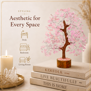 Buy Rose Quartz Crystal Wooden Tree With Silver Wire