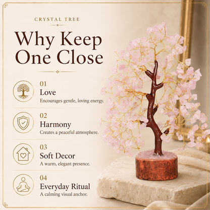 Buy Rose Quartz Crystal Tree with Golden Wire