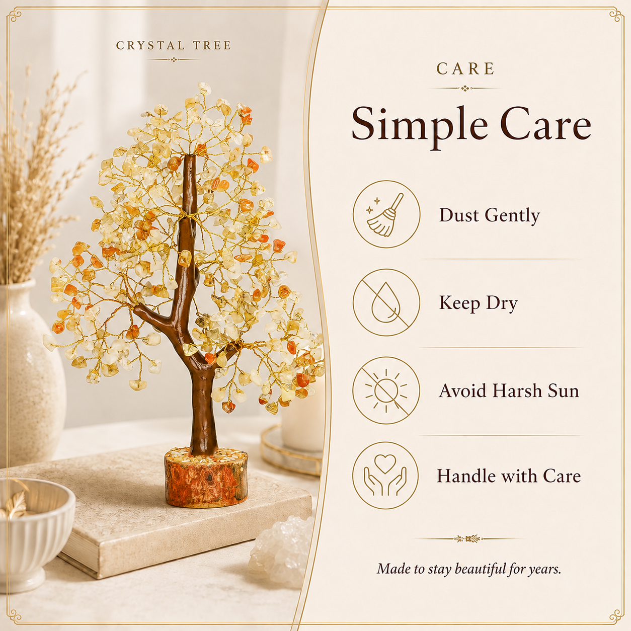 Citrine Crystal Tree With Golden Wire