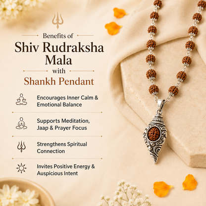 Shiv Rudraksha Mala with Shankh Pendant
