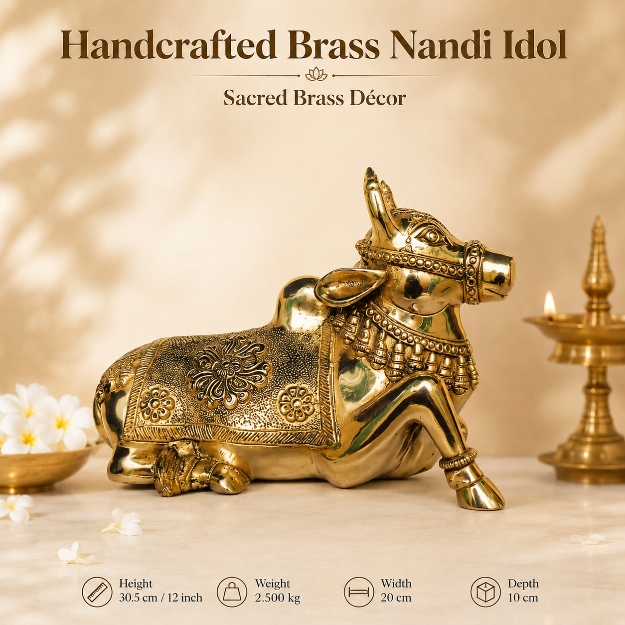 Handcrafted Brass Nandi Idol