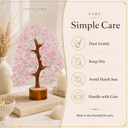 Buy Rose Quartz Crystal Wooden Tree With Silver Wire