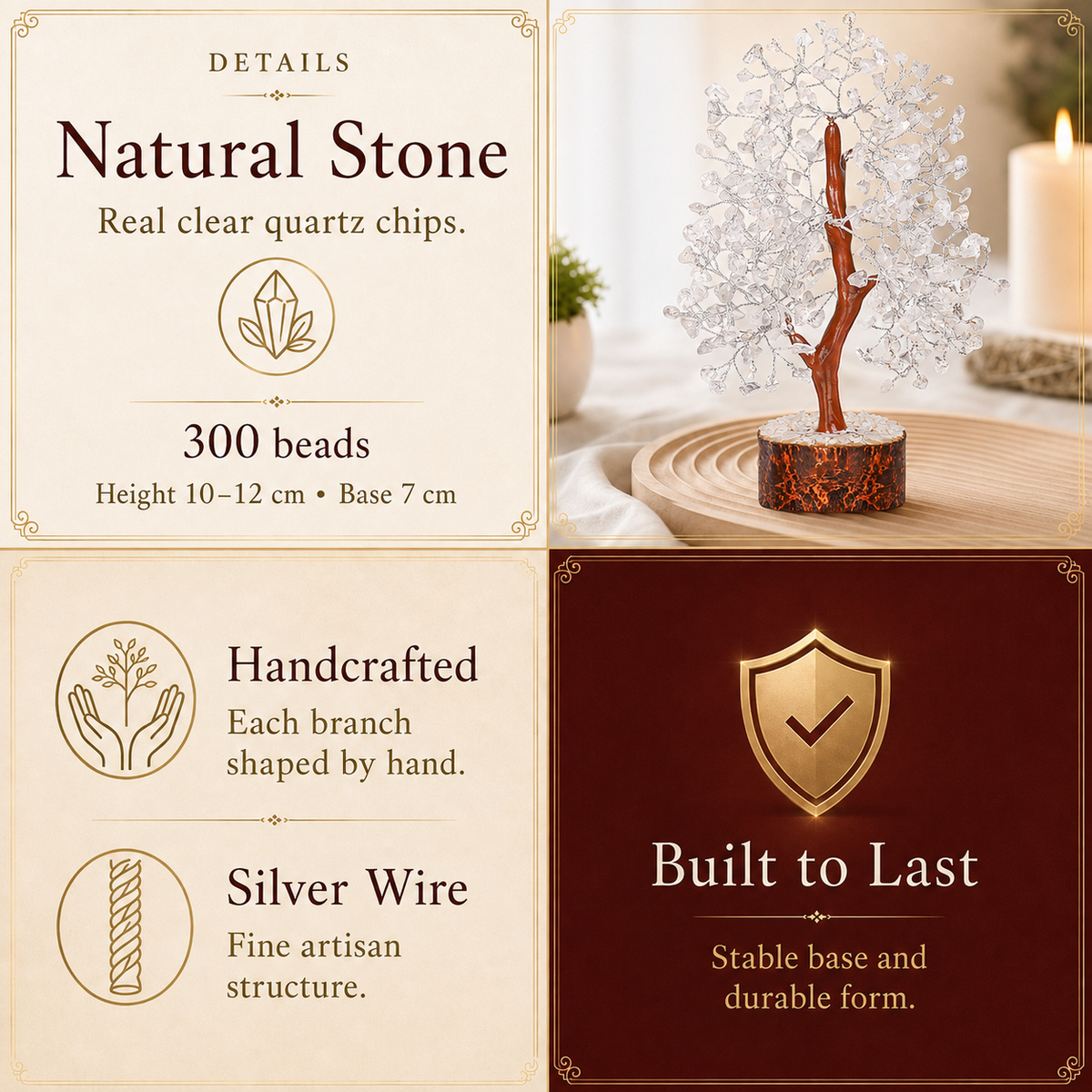 Shop Clear Quartz Crystal Wooden Tree with Silver Wire