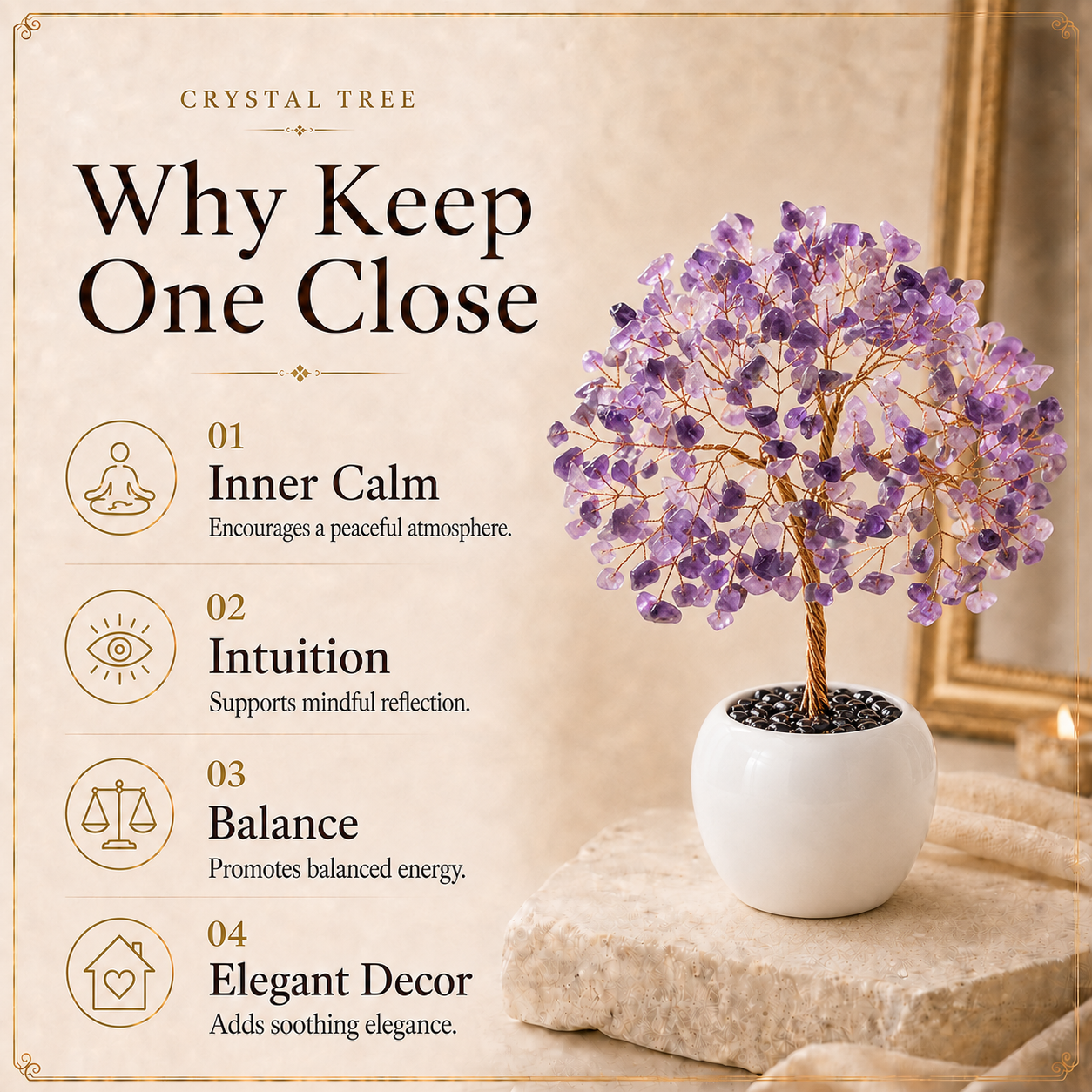 Amethyst Crystal Tree for Home, Office and Meditation