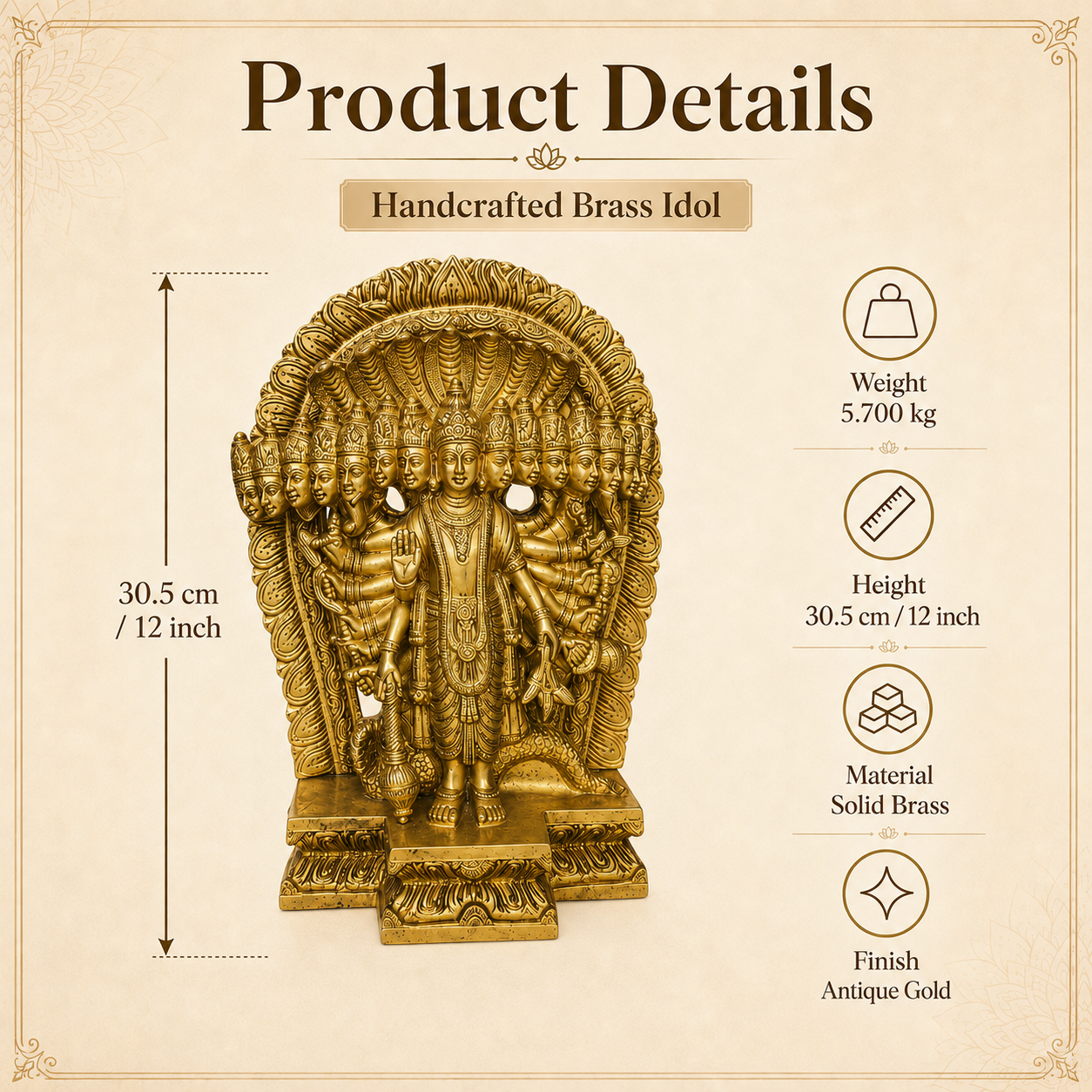 Handcrafted Brass Vishwaroopa Idol