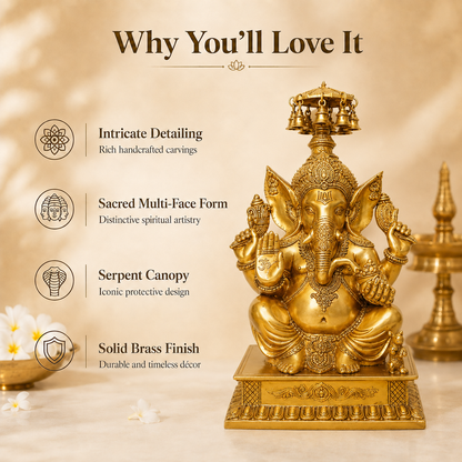 Handcrafted Brass Ganesha Idol with Hanging Bells