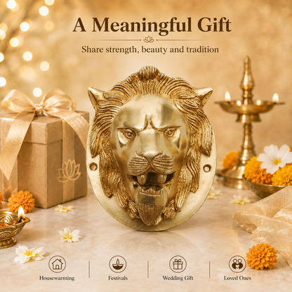 Handcrafted Brass Lion Head Wall Decor
