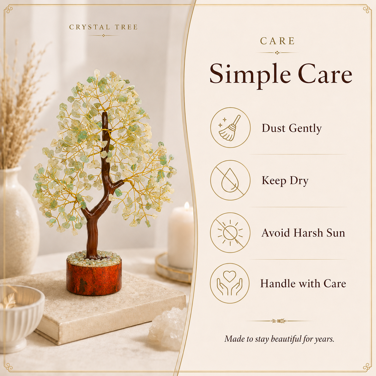 Shop Green Jade Crystal Wooden Tree With Golden Wire